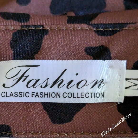 Leopard Print Dress in Honey Brown & Black with Contrast Fuzzy Faux Fur Trim MED - Picture 13 of 13